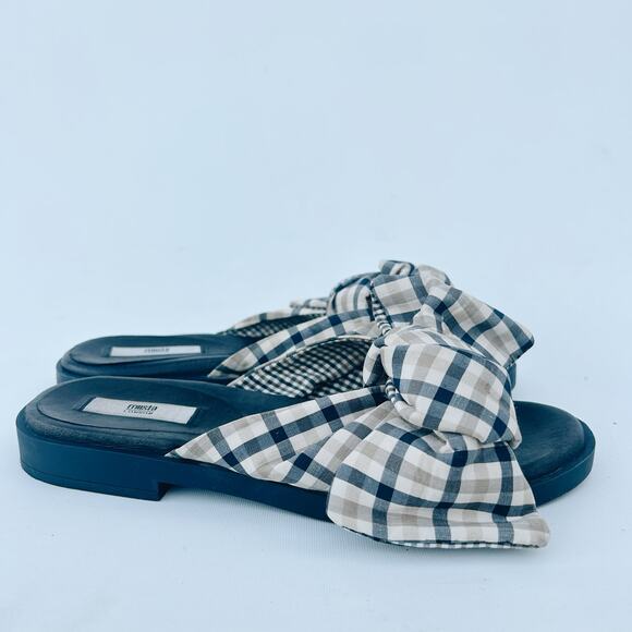 Miista London Valerie Plaid Tartan Bow Sandals Slides Flats Knot 38 Leather 7.5 - Picture 7 of 8